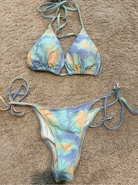 Pastel Tie-Dye String Bikini Set